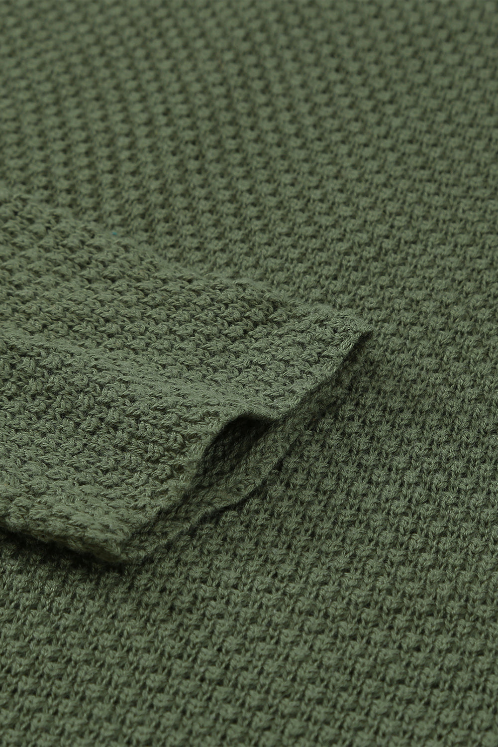 Women's Slits with Women's Green Henley Pullover Dropped-Shoulder Sweater with