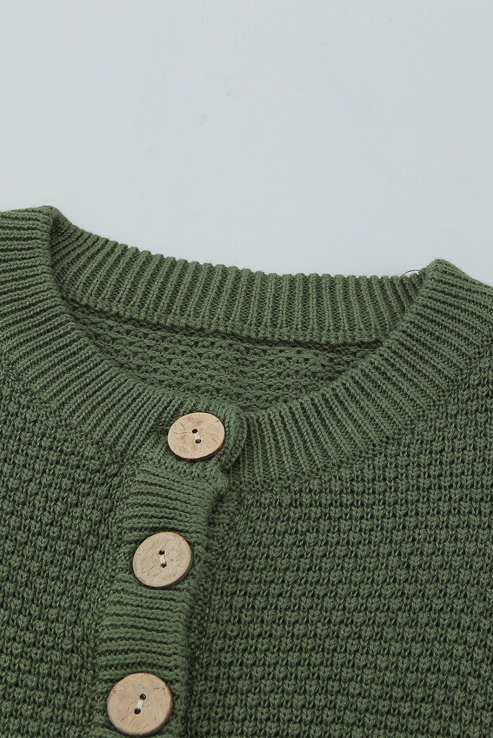 Women's Slits with Women's Green Henley Pullover Dropped-Shoulder Sweater with