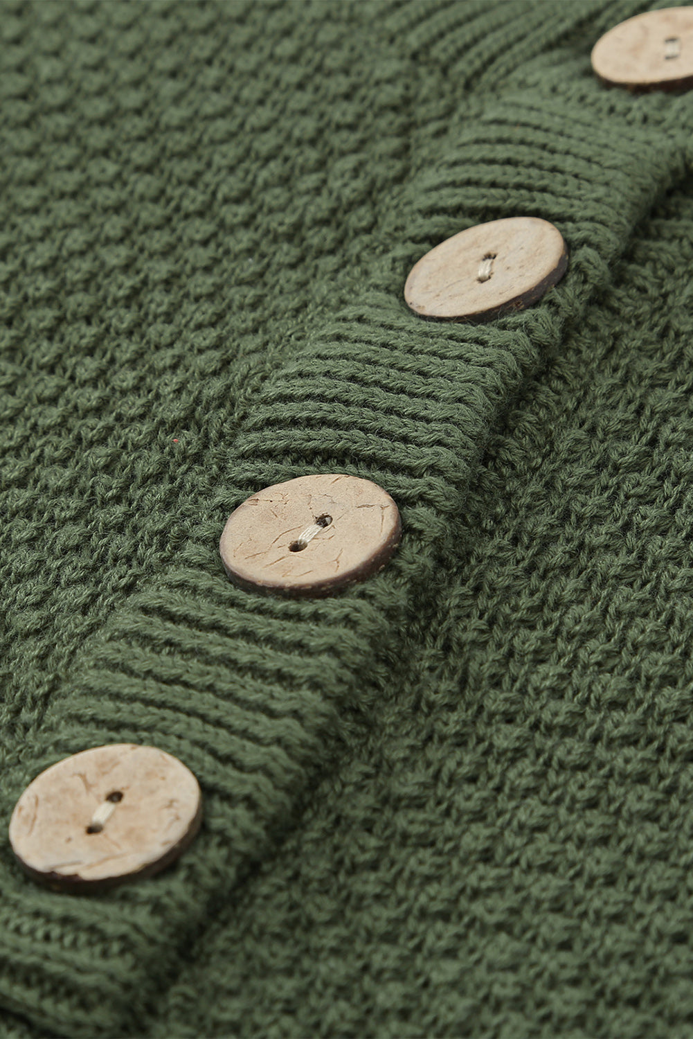 Women's Slits with Women's Green Henley Pullover Dropped-Shoulder Sweater with