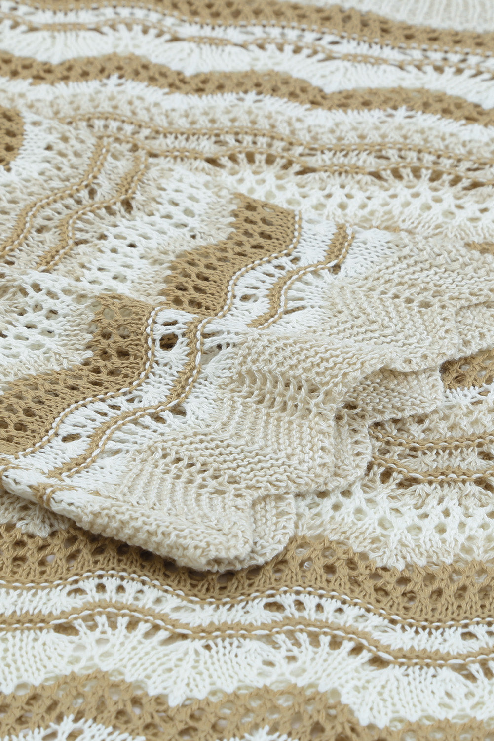 Women's Sweater with Crochet Wavy Stripe