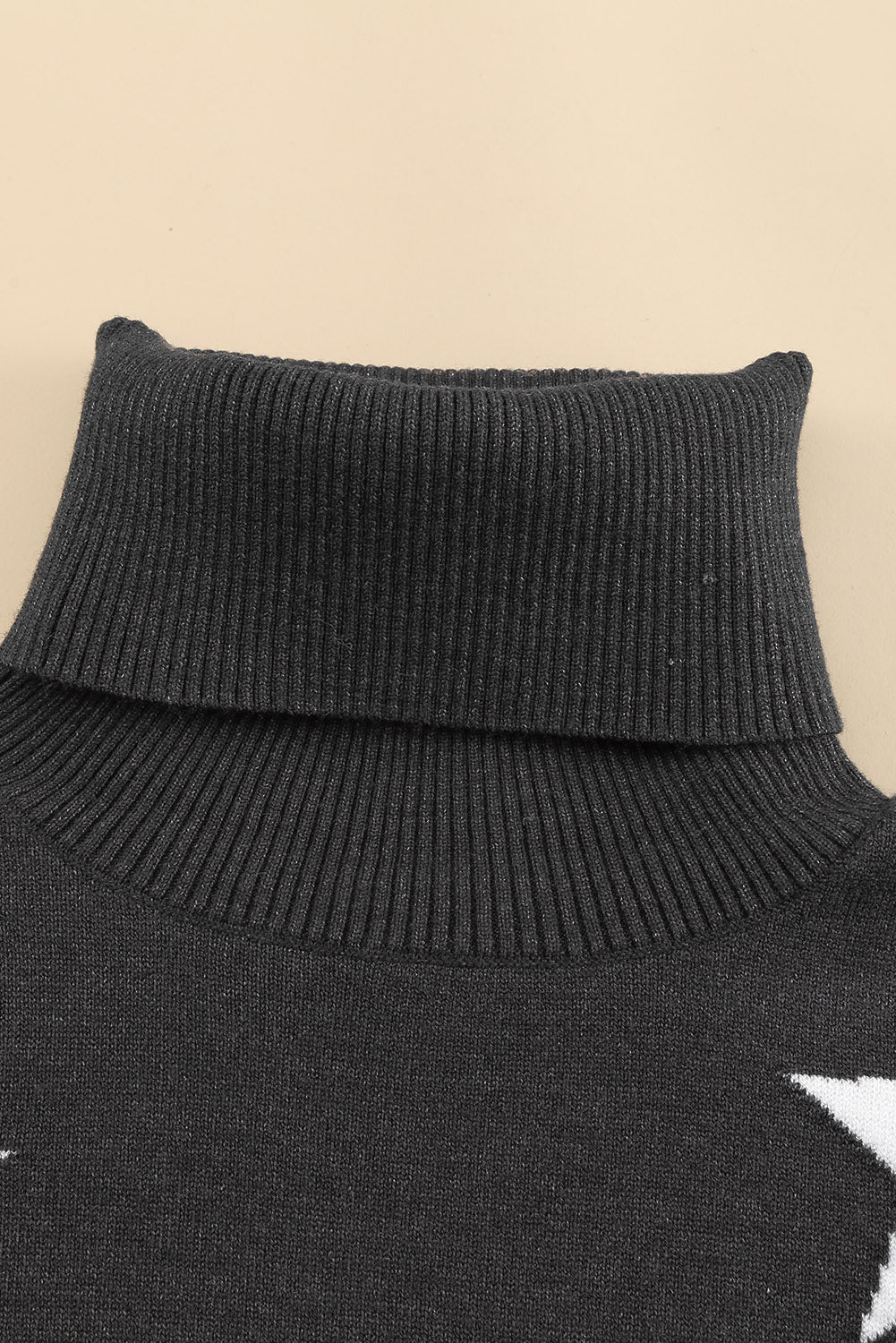 Women's Sweater with Star Print Turtleneck
