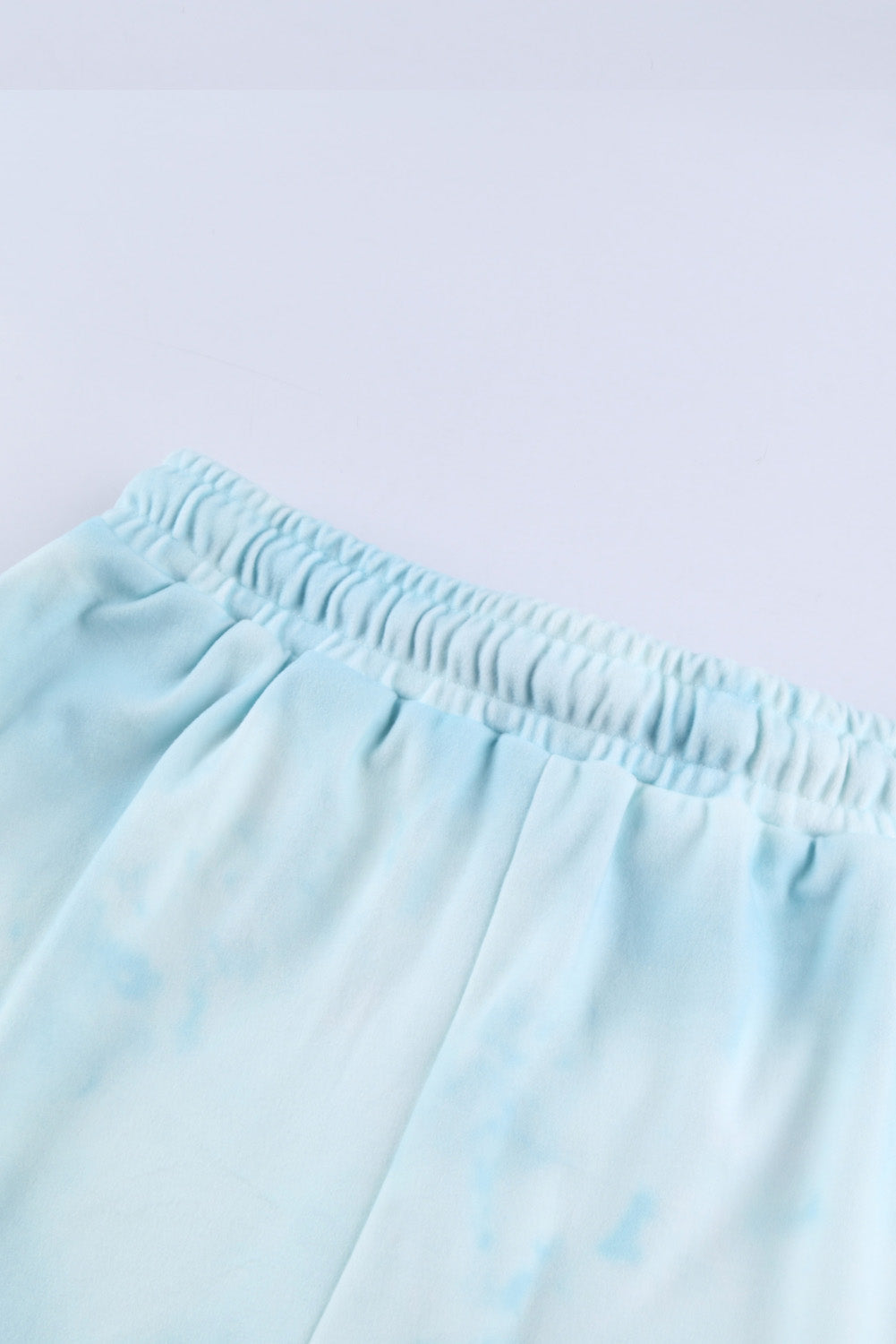 Set for Women Long-Sleeve and Short Pajamas Sky Blue Tie Dye Knitted