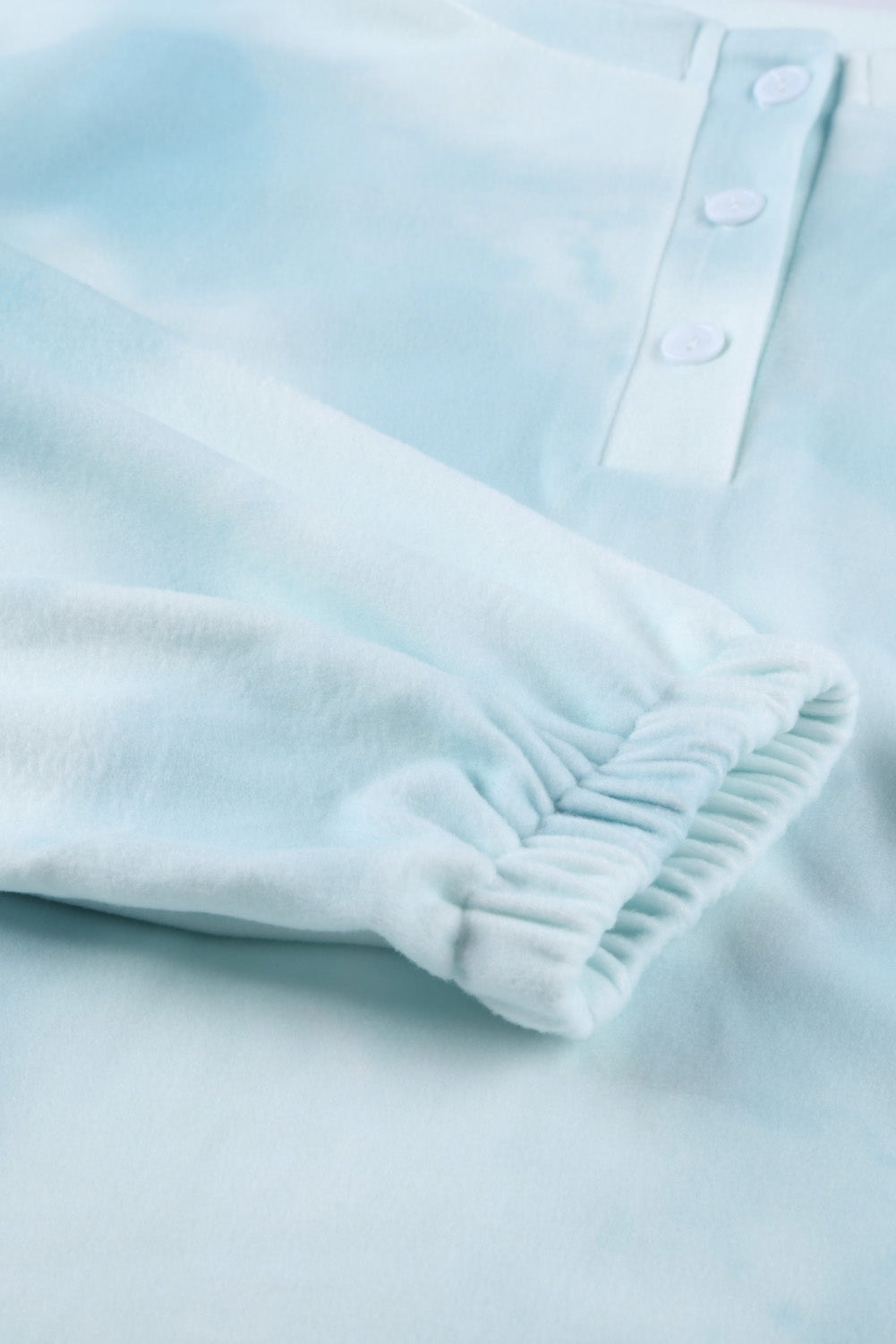 Set for Women Long-Sleeve and Short Pajamas Sky Blue Tie Dye Knitted