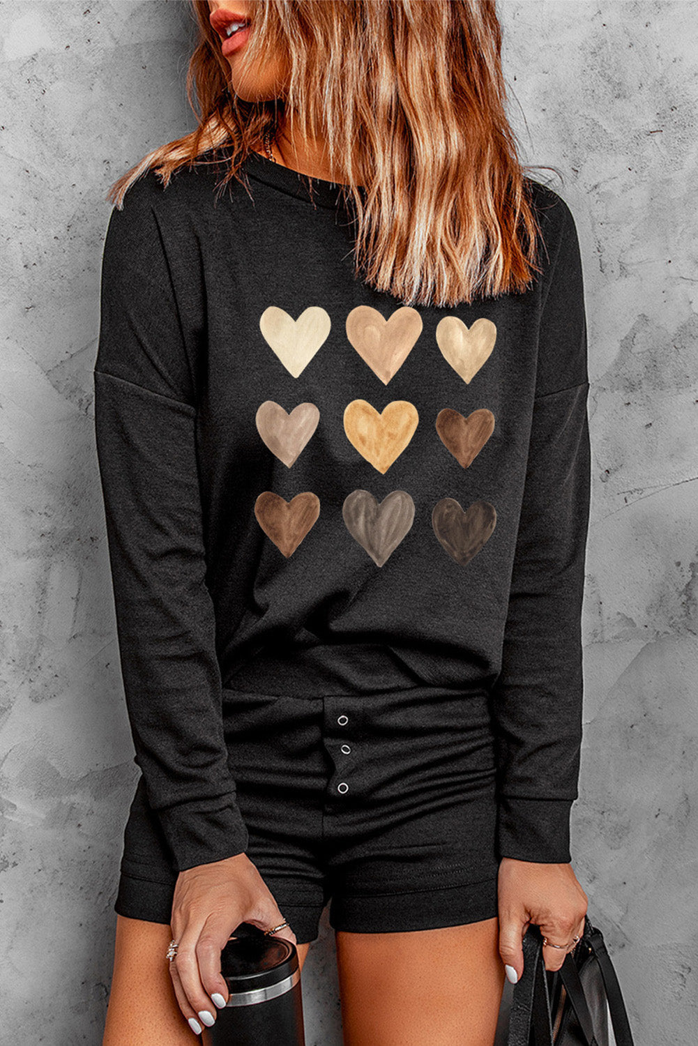 Loungewear for Women Heart Print Shorts
