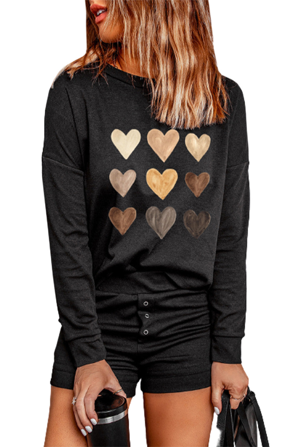 Loungewear for Women Heart Print Shorts