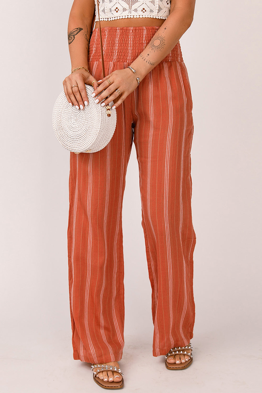 Women's Leg Pants with Orange High-Rise Straight