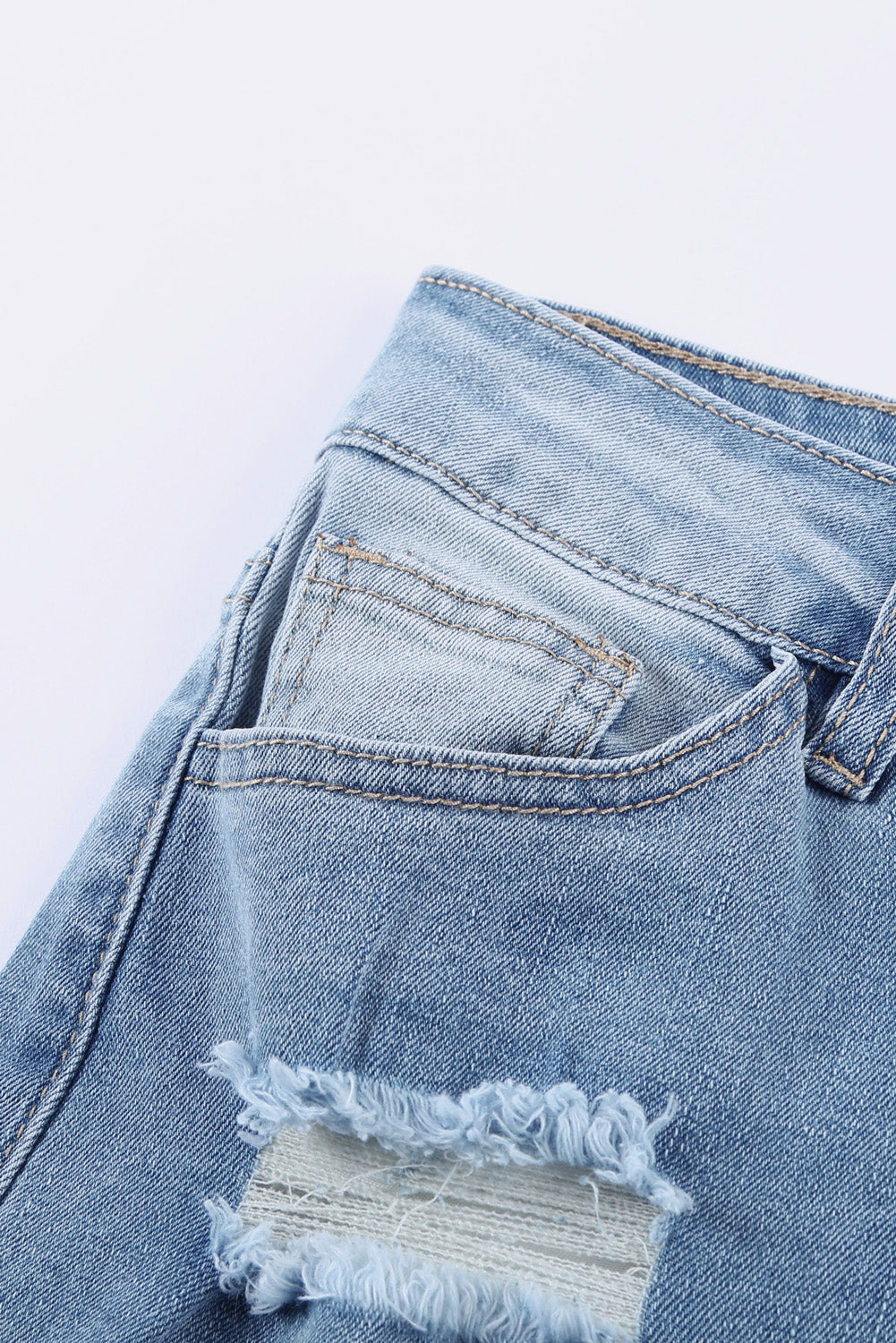 Women's Pants Featuring Fashion Light Blue Distressed Boyfriend Denim
