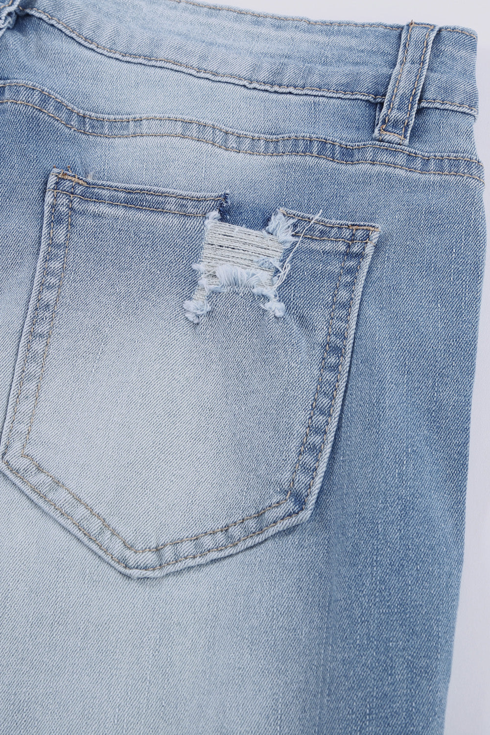 Women's Pants Featuring Fashion Light Blue Distressed Boyfriend Denim