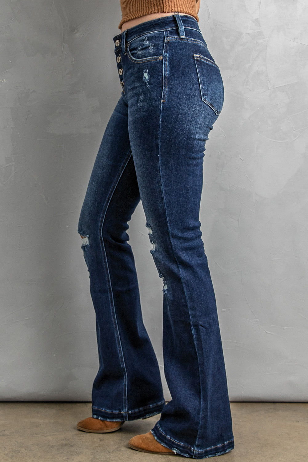 Women's Distressed Flare Bottom Jeans