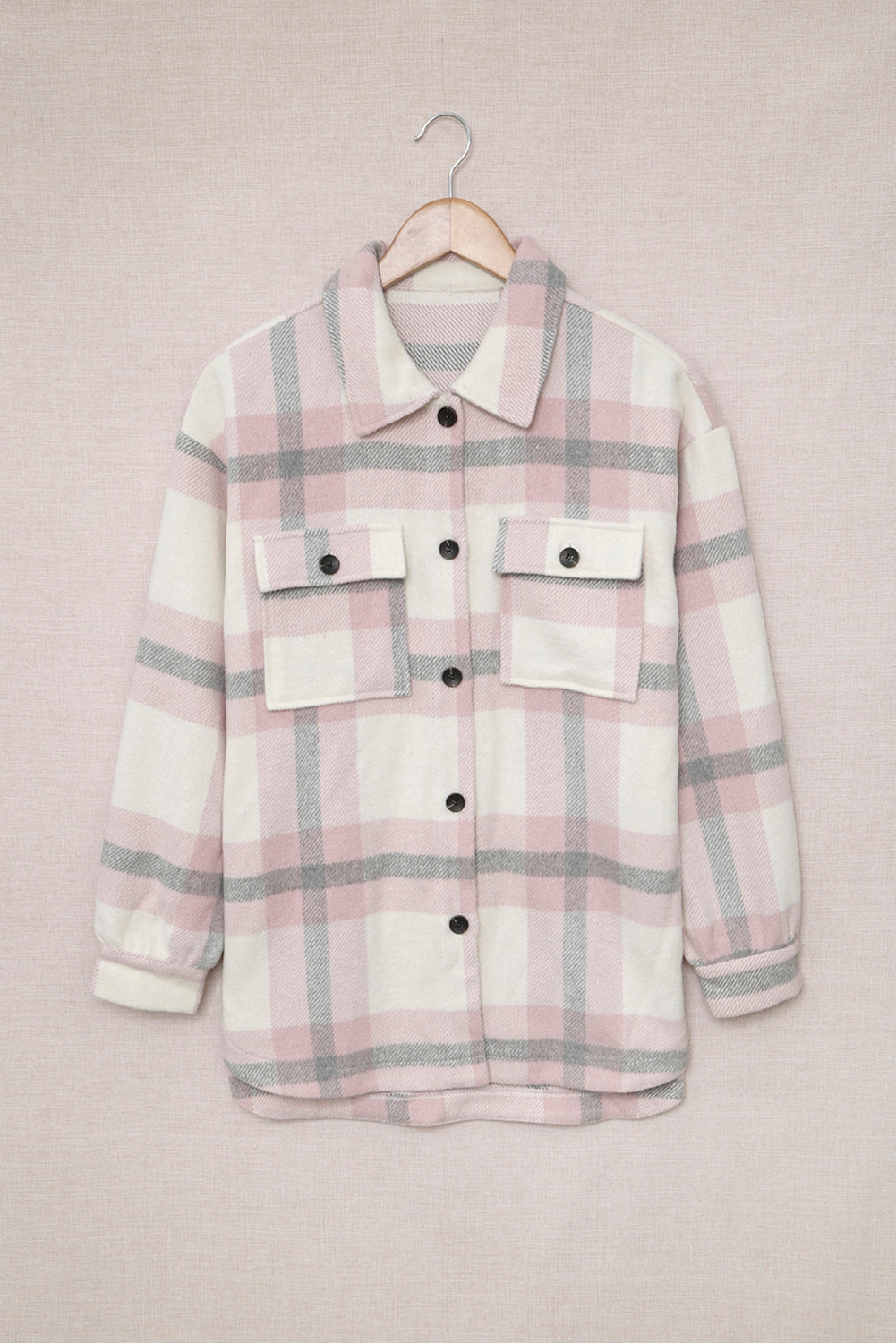 Women's Pink Plaid Women Shacket