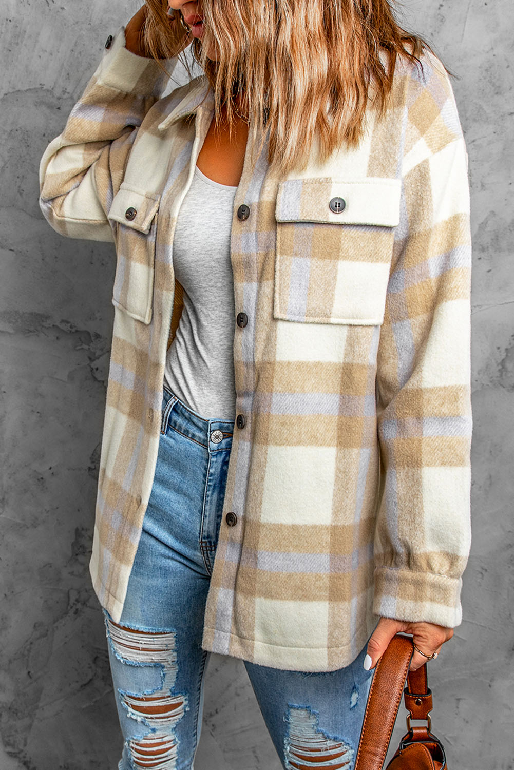 Shacket for Women Plaid Print Women