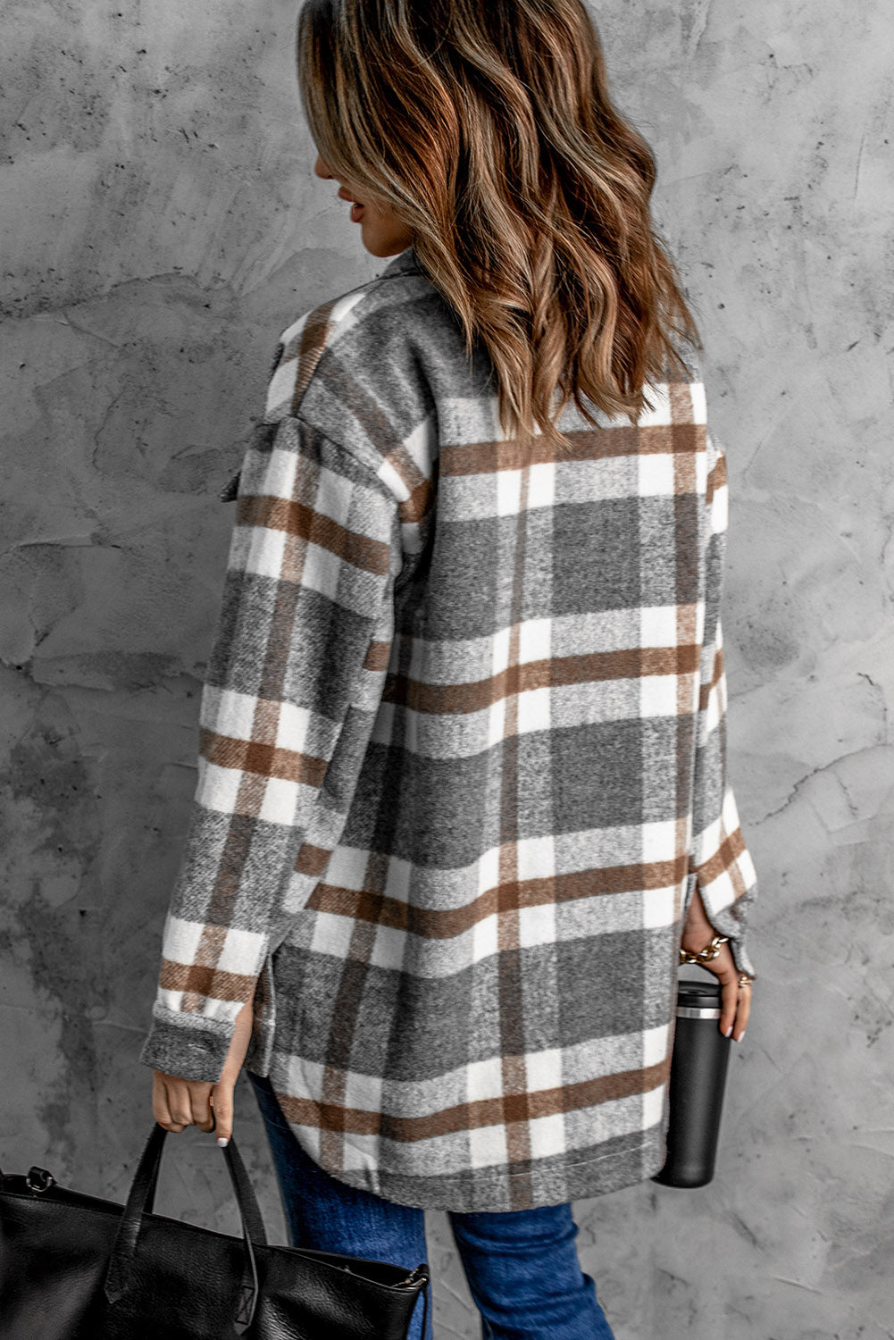 Women's Shacket with Winter Brown Plaid