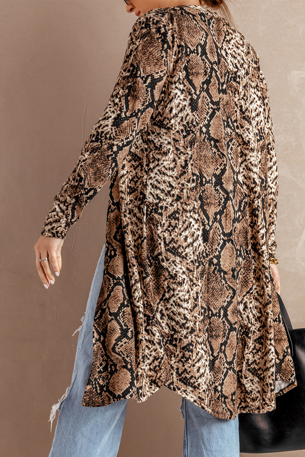 Women's Long Cardigan Featuring Fashion Snake Print