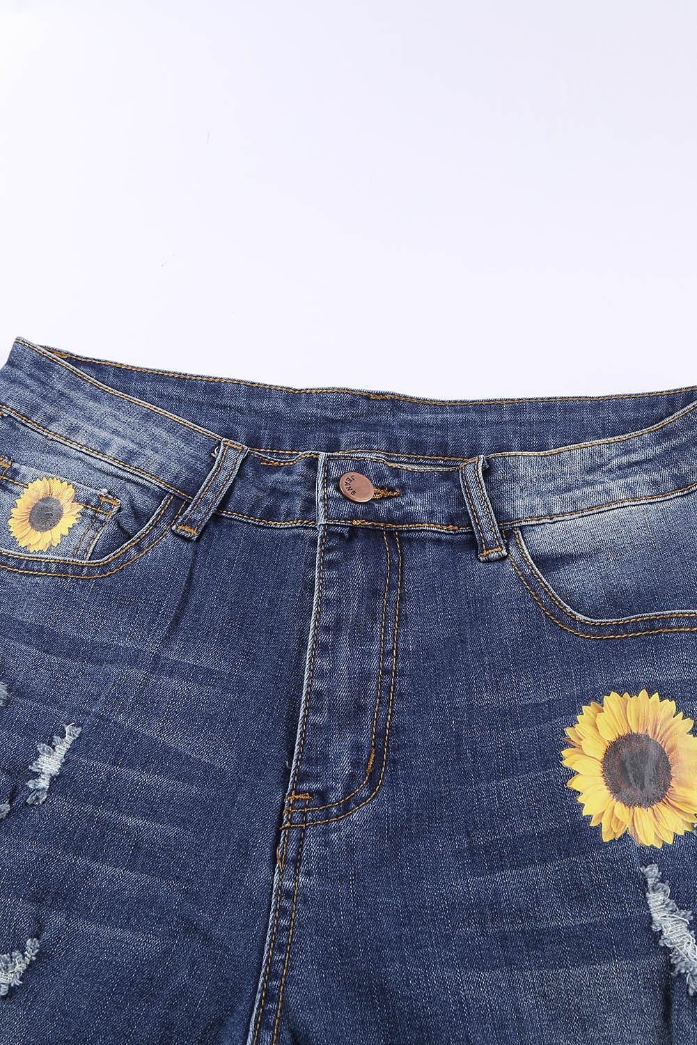 Women's Jeans with Distressed High-Rise