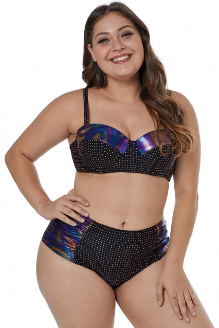 Women's Swimwear Featuring Moulded Cups Dotted Plus Size Bikini