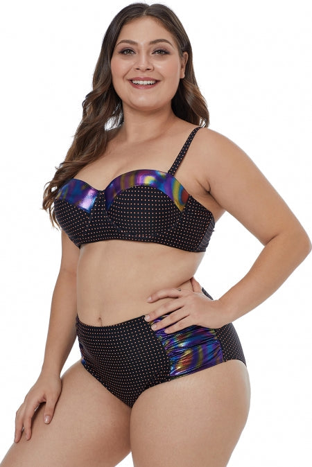 Women's Swimwear Featuring Moulded Cups Dotted Plus Size Bikini
