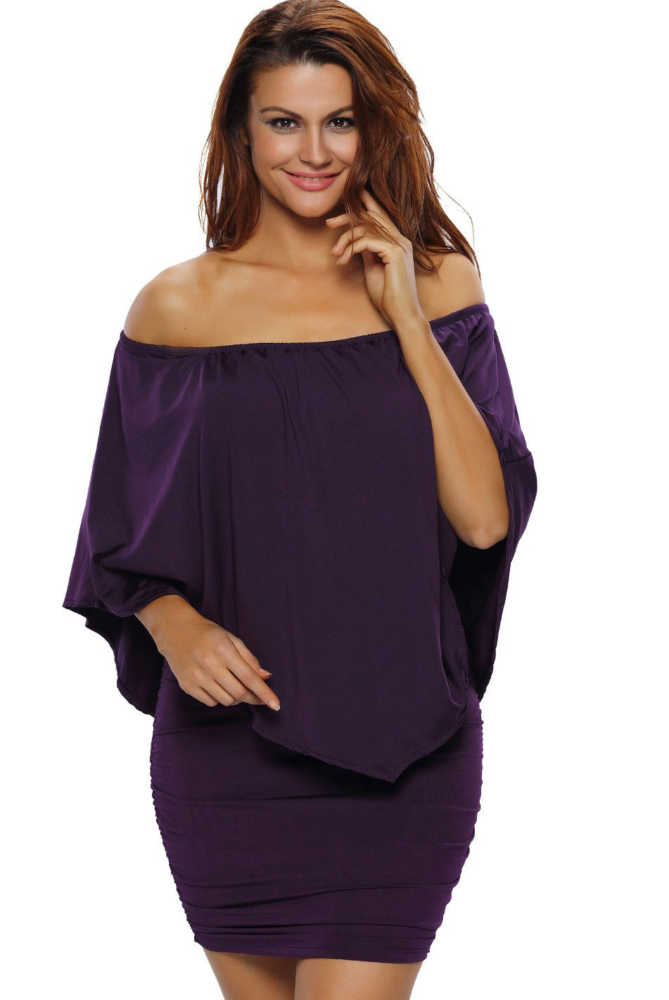 Women's Mini Dress Featuring Multi-way Dressing Layered Purple