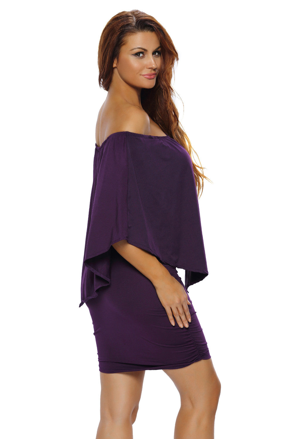 Women's Mini Dress Featuring Multi-way Dressing Layered Purple