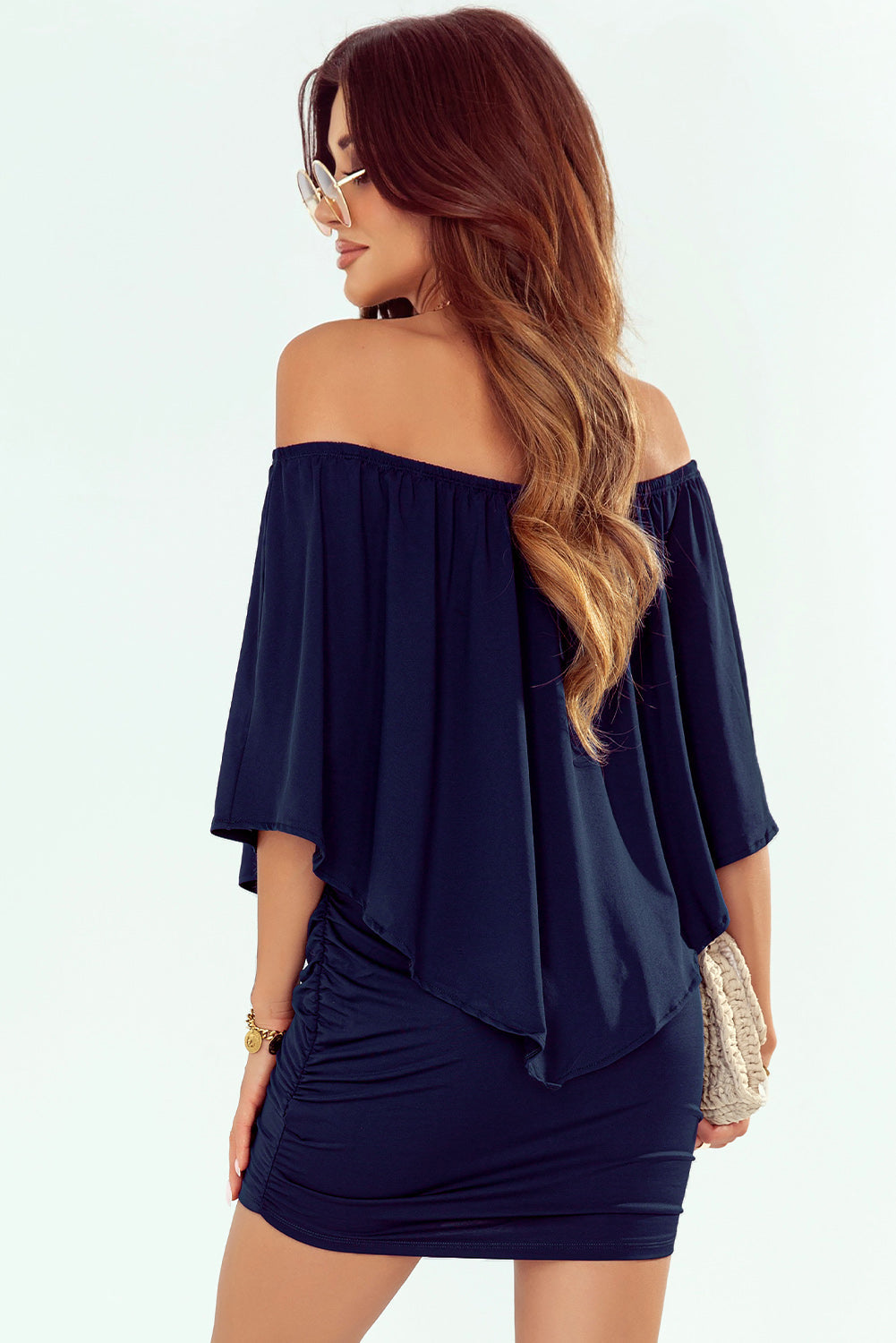Women's Dressing Dark Blue Flounce Mini Dress