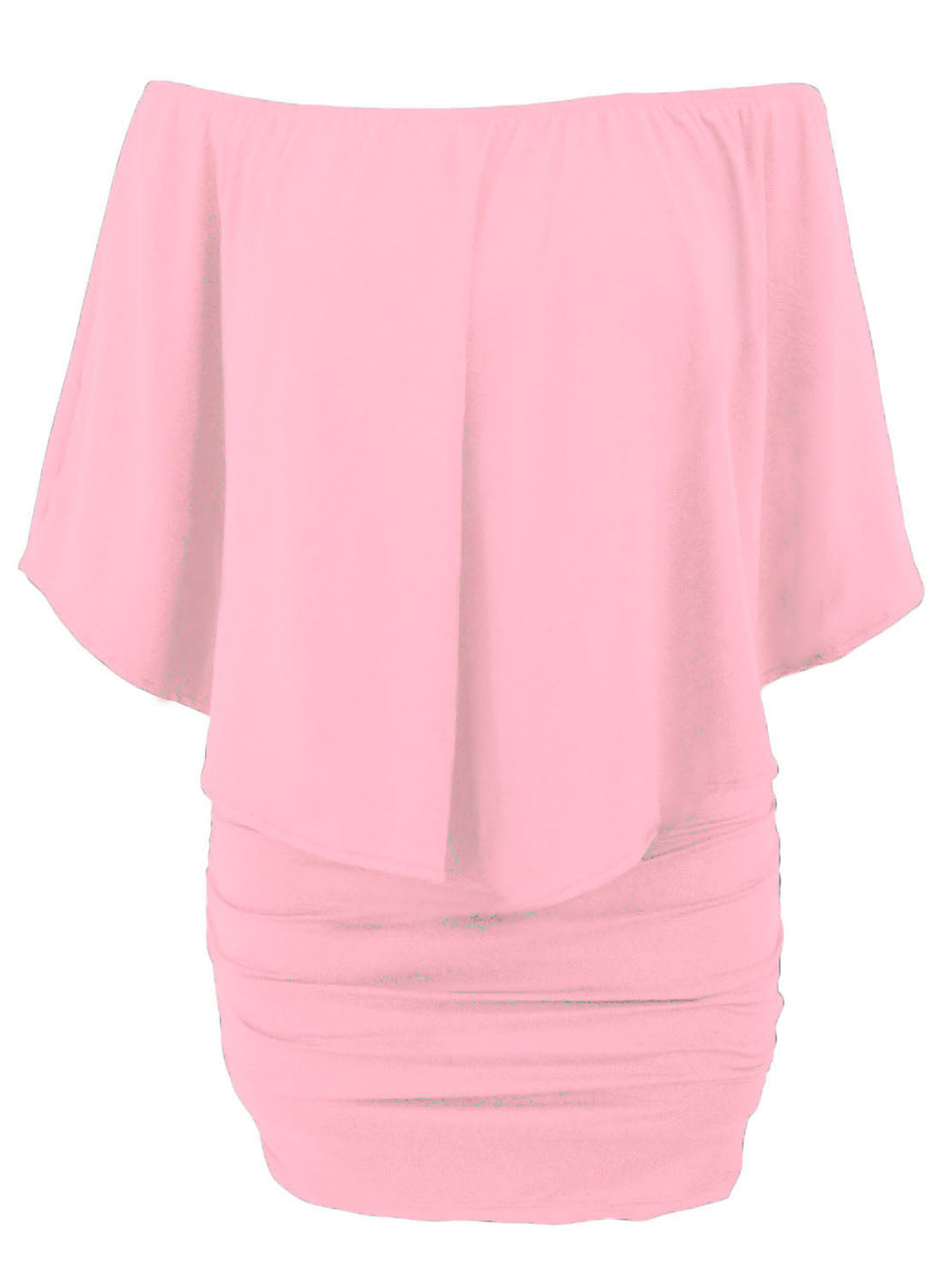 Women's Mini Dress with Flounced Pink Multiple Dressing