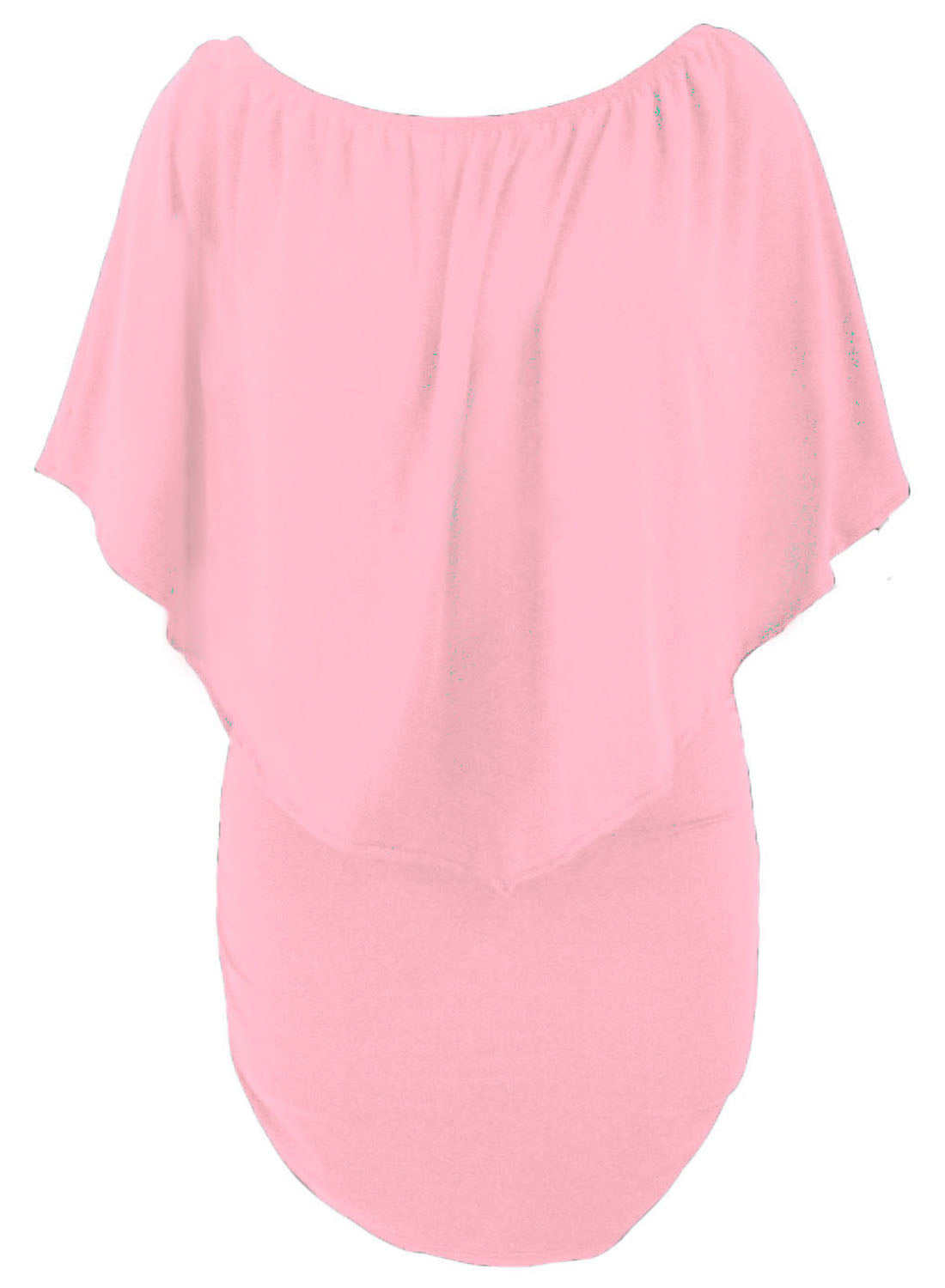 Women's Mini Dress with Flounced Pink Multiple Dressing