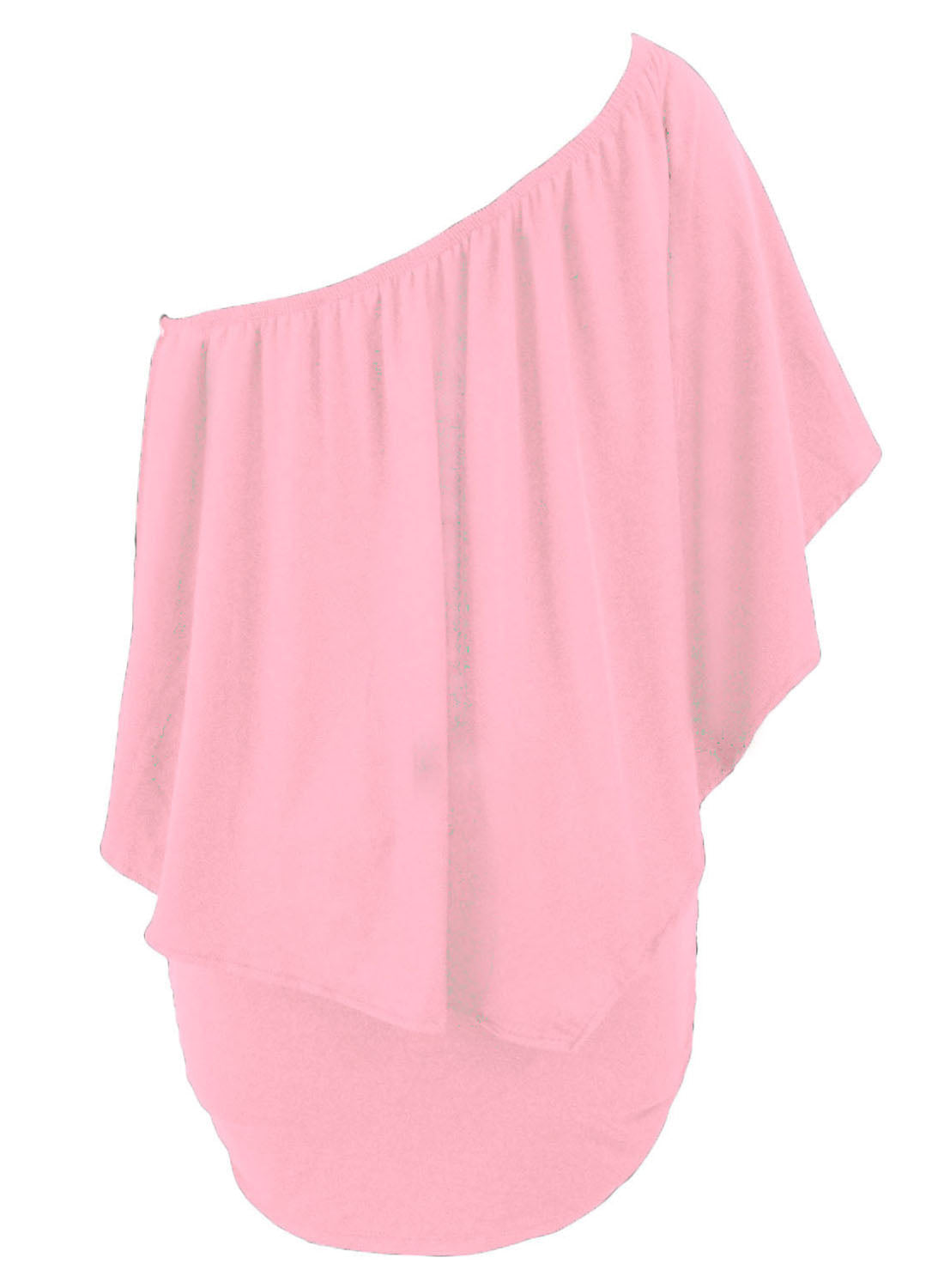 Women's Mini Dress with Flounced Pink Multiple Dressing
