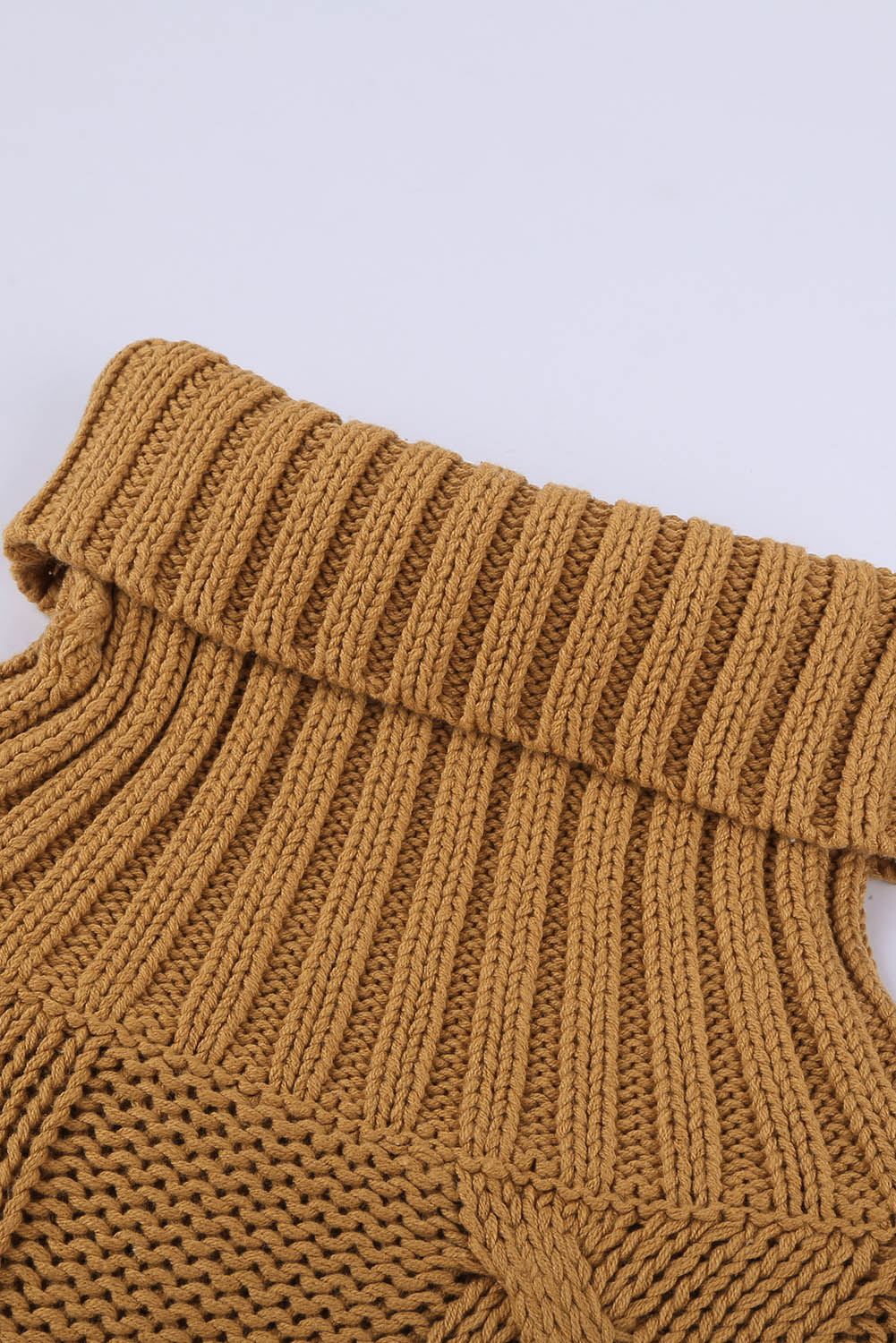 Turtleneck Sweater for Women Handmade New Orange Cuddle Weather Cable Knitted