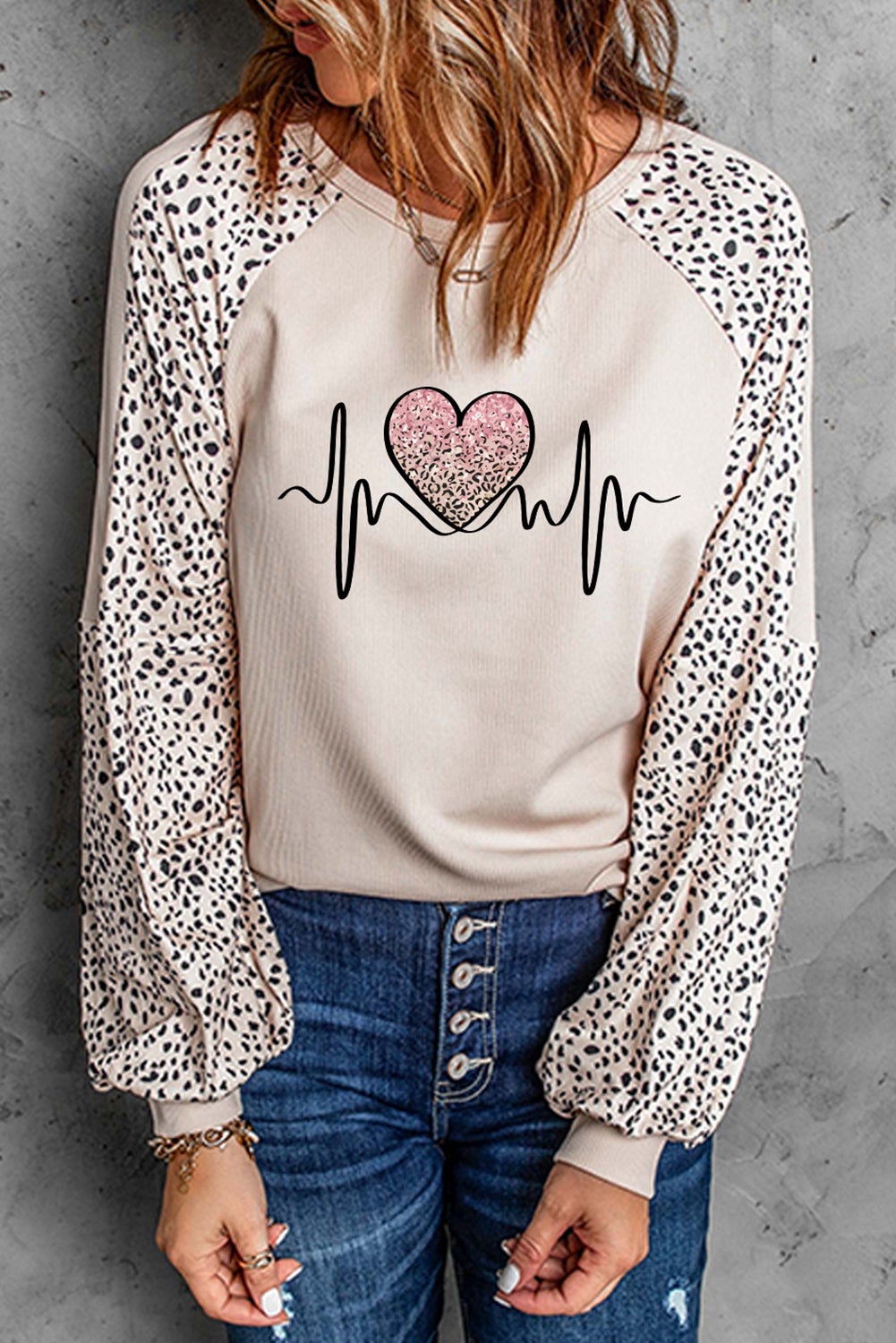 Top for Women Pullover Peaceful Love Leopard-Print