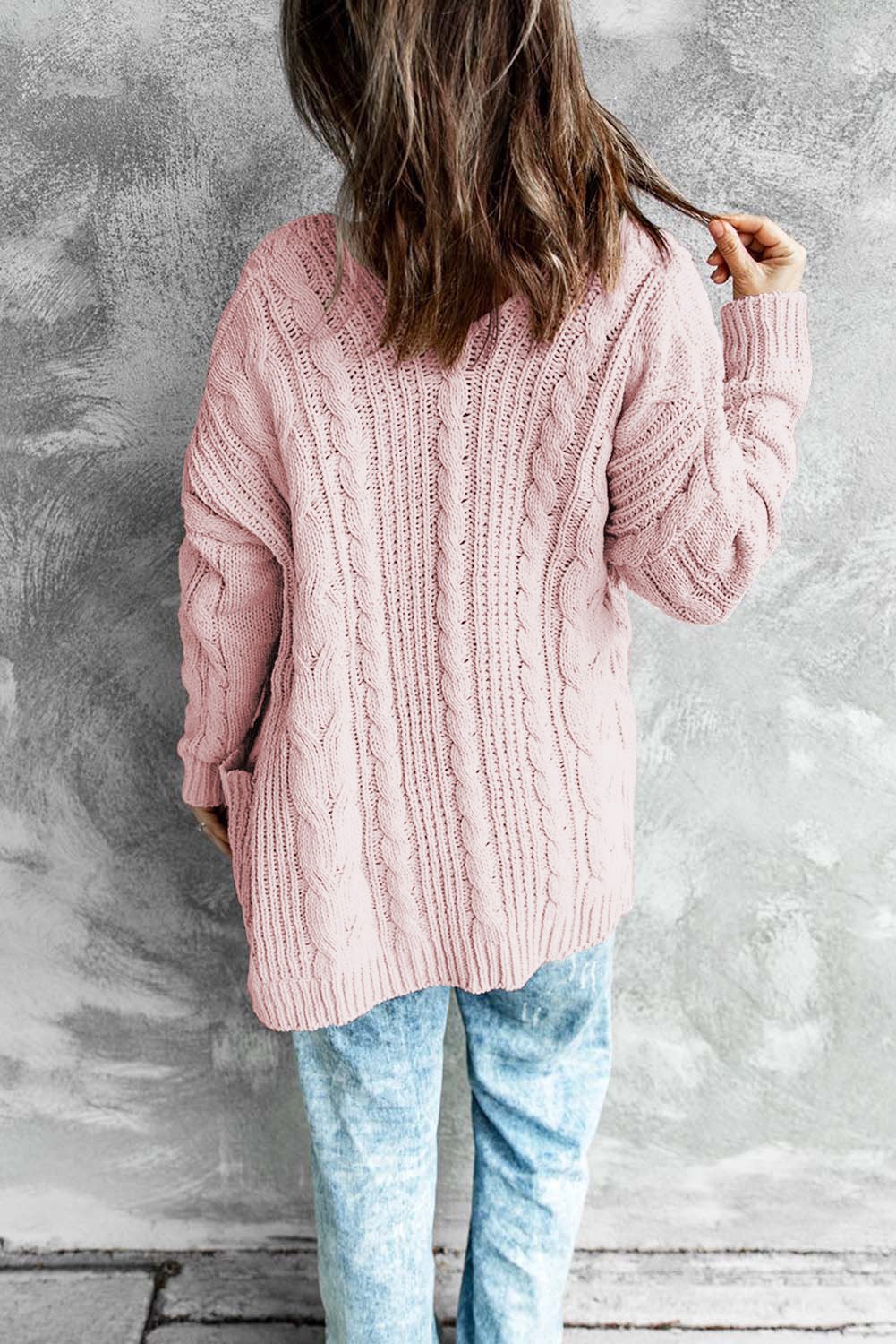 Women's Pink Open Front Cardigan