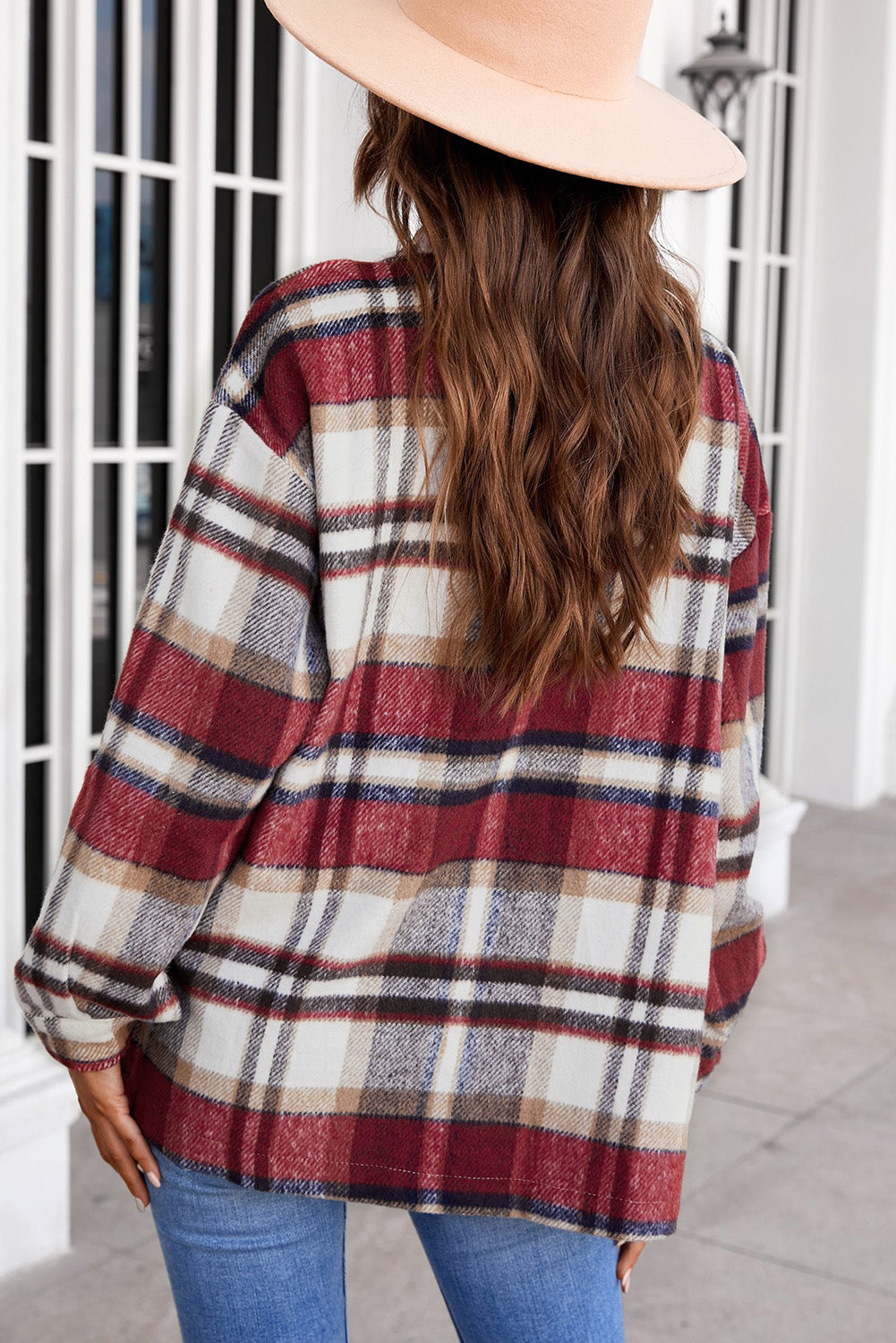 Shacket for Women Shirt Red Plaid