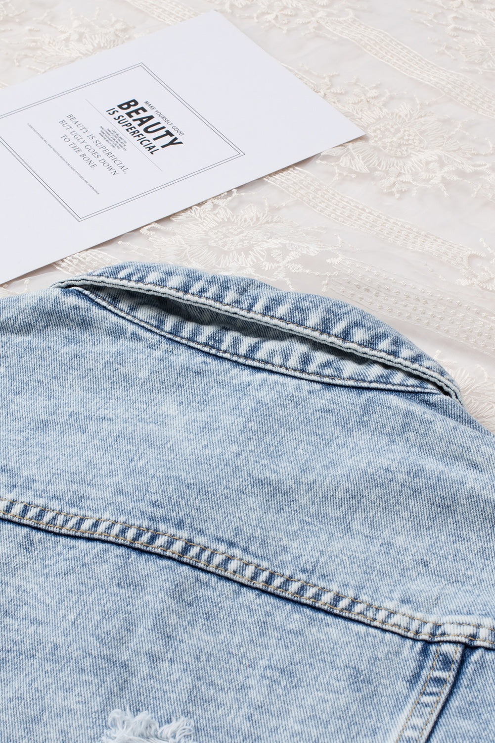Women's Denim Jacket with Sky Blue