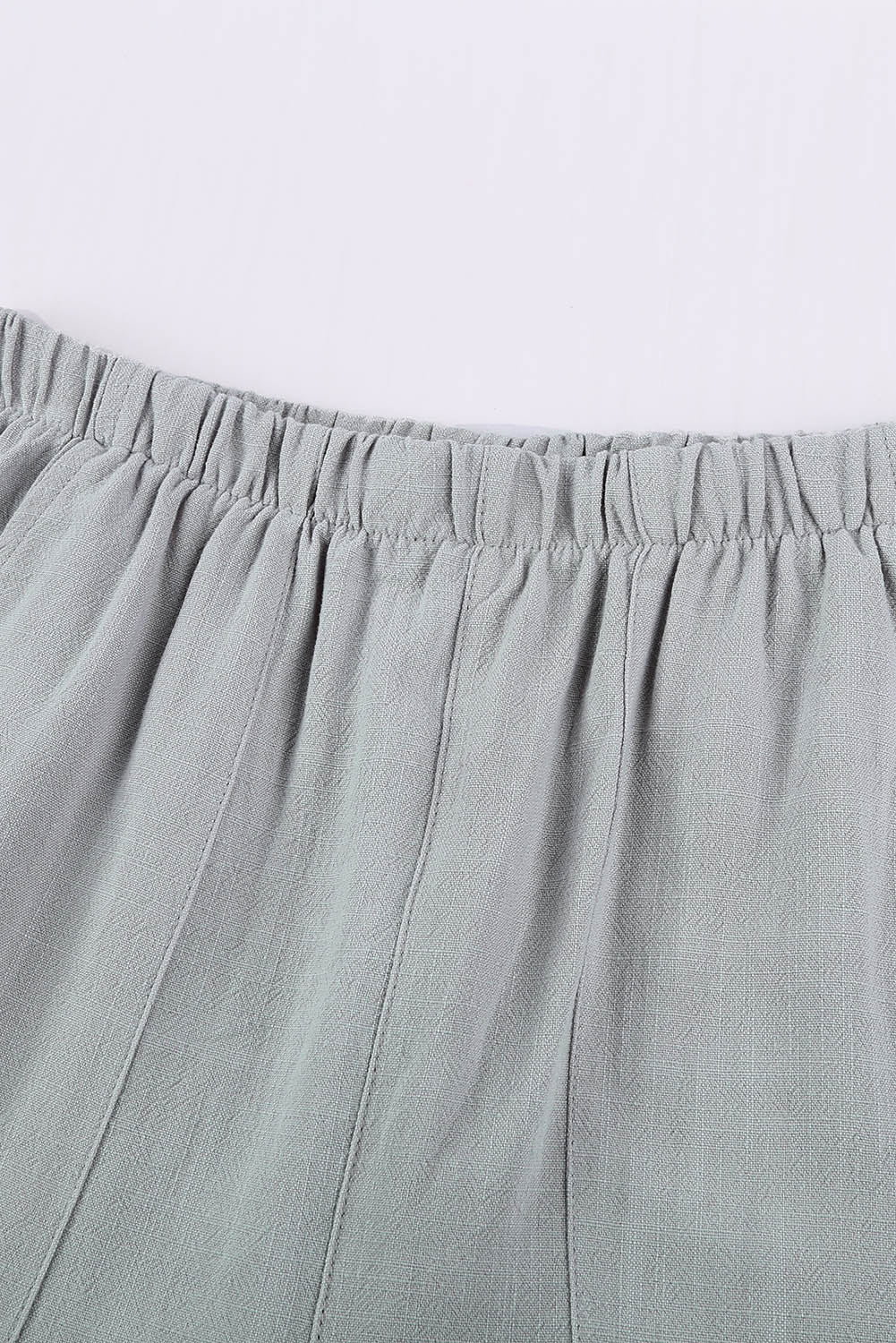 Women's Shorts Featuring Summer Gray Blue Pocket-Detail Flutter Linen Cotton