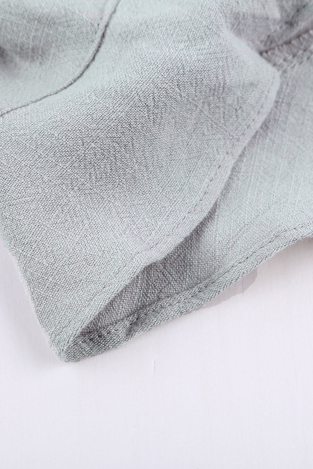 Women's Shorts Featuring Summer Gray Blue Pocket-Detail Flutter Linen Cotton