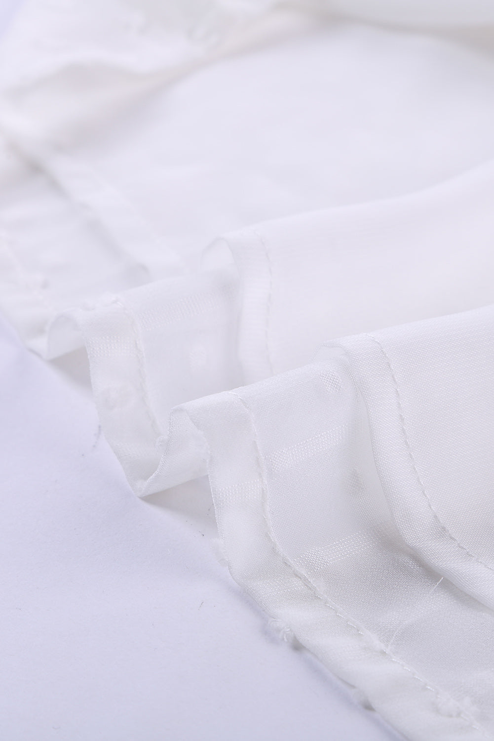 Women's Blouse Featuring White Lace-Trimmed Splicing V Neck Swiss Dot Short-Sleeve