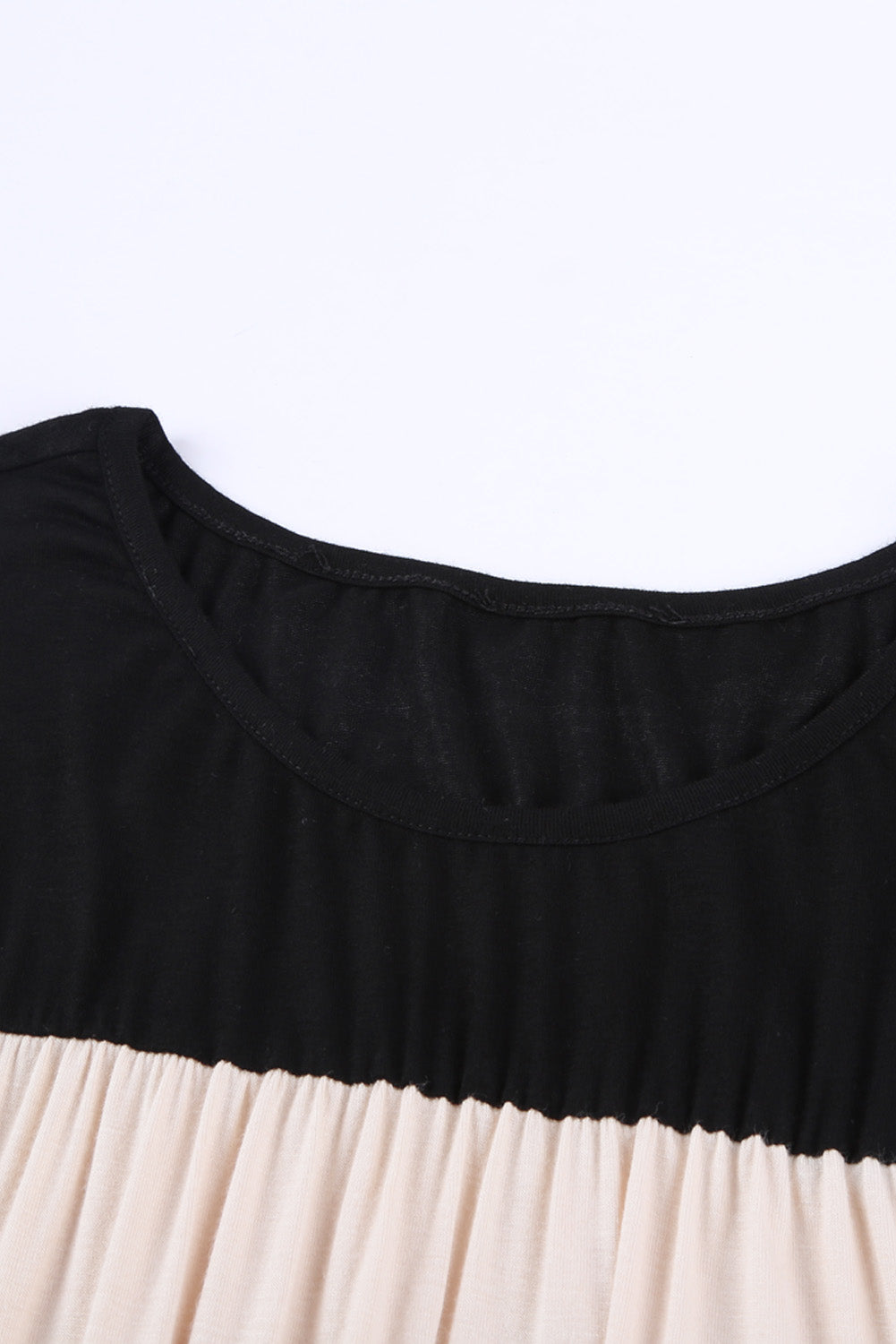 Women's Long-Sleeve Color-Block Tunic Women Apricot Round Neck Top