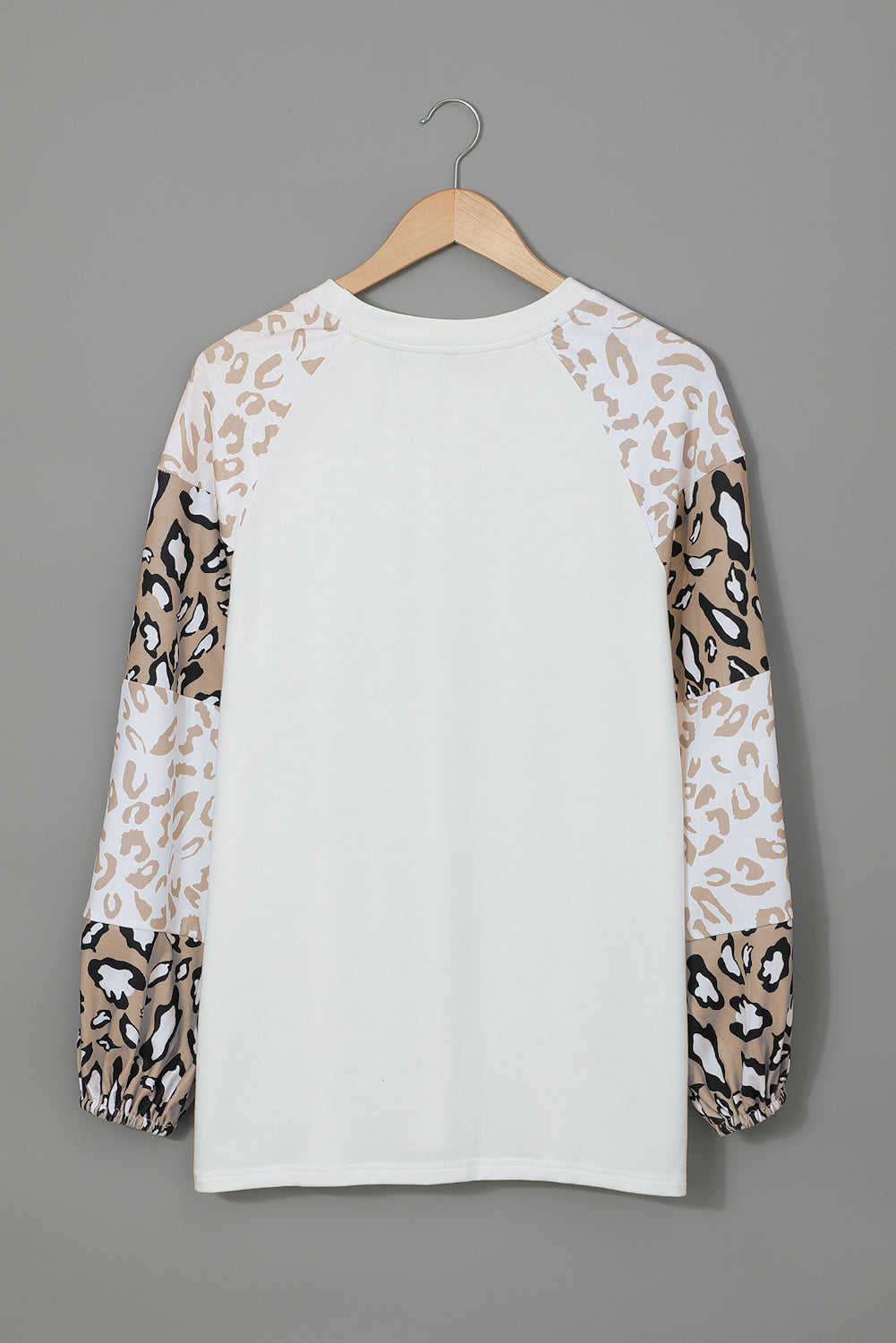 Women's Women Beige Leopard-Print Print Bubble Sleeve Top