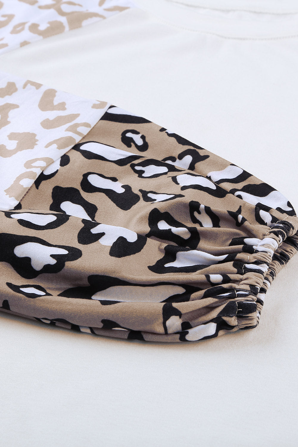 Women's Women Beige Leopard-Print Print Bubble Sleeve Top