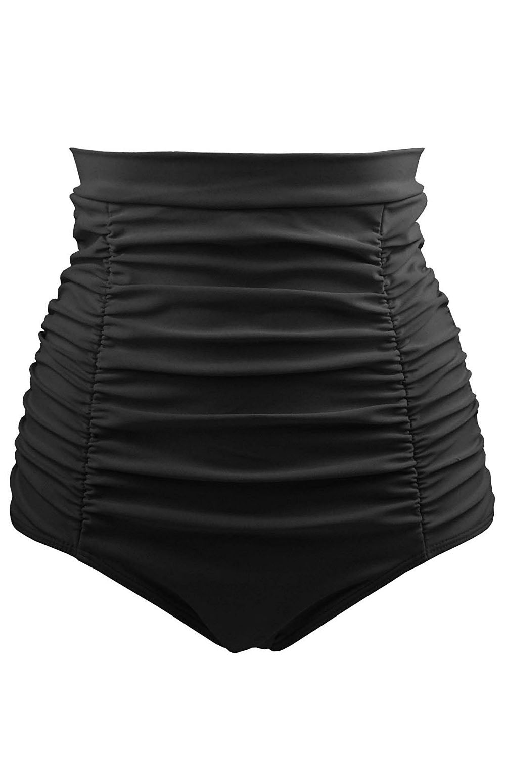 Women's Swim Women Black Retro High Waisted Short