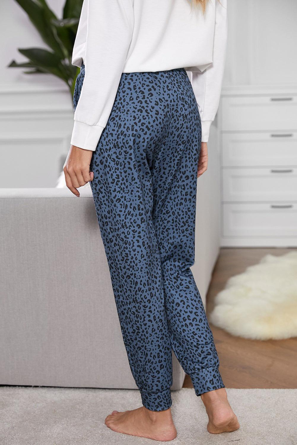 Joggers for Women Blue Breezy Leopard-Print Women's Everyday