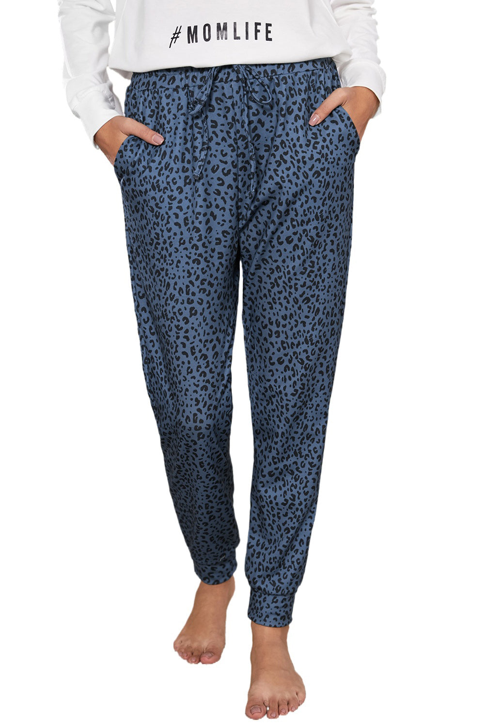Joggers for Women Blue Breezy Leopard-Print Women's Everyday