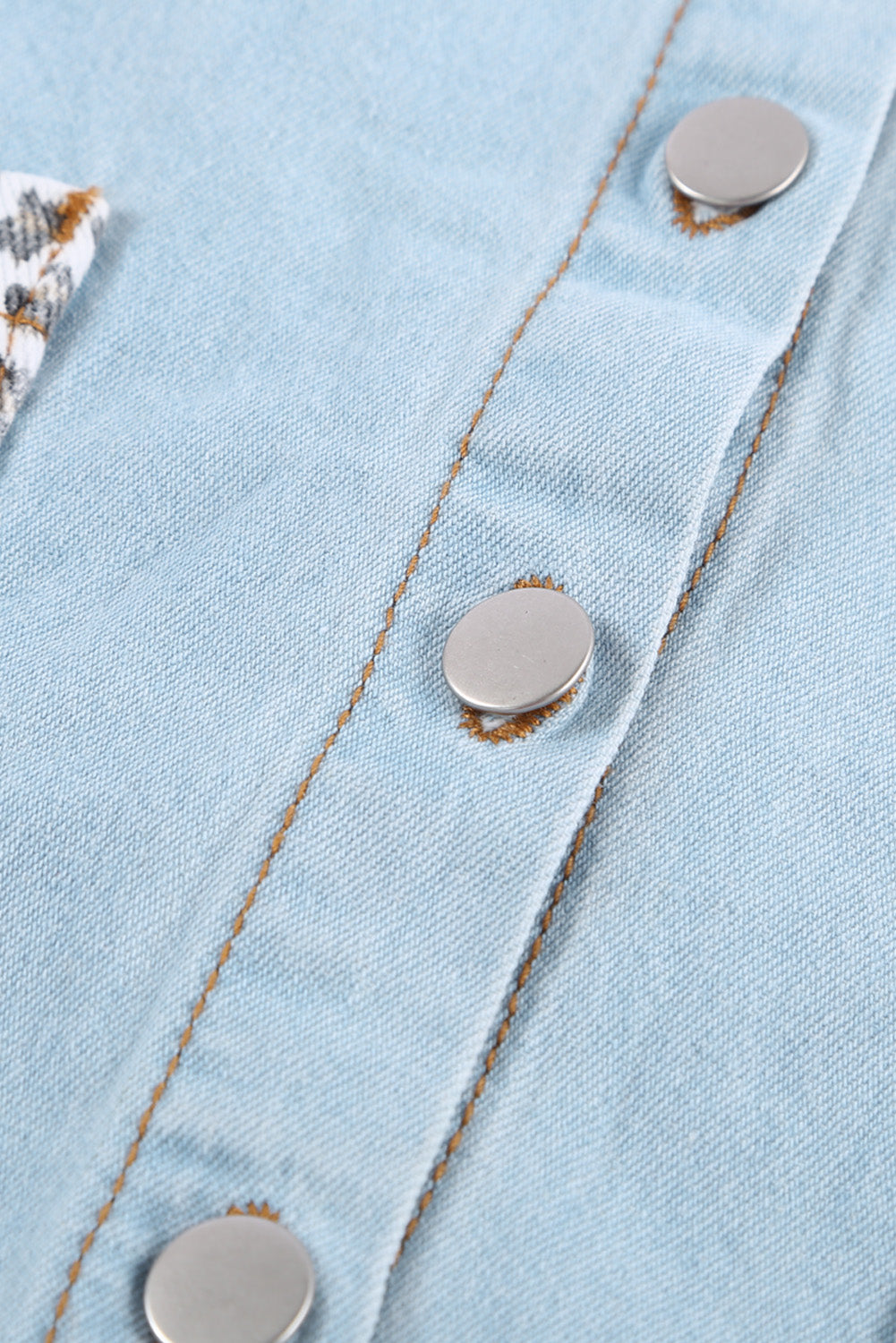 Women's Denim Jacket with Women's Sky Blue Contrast Leopard-Print