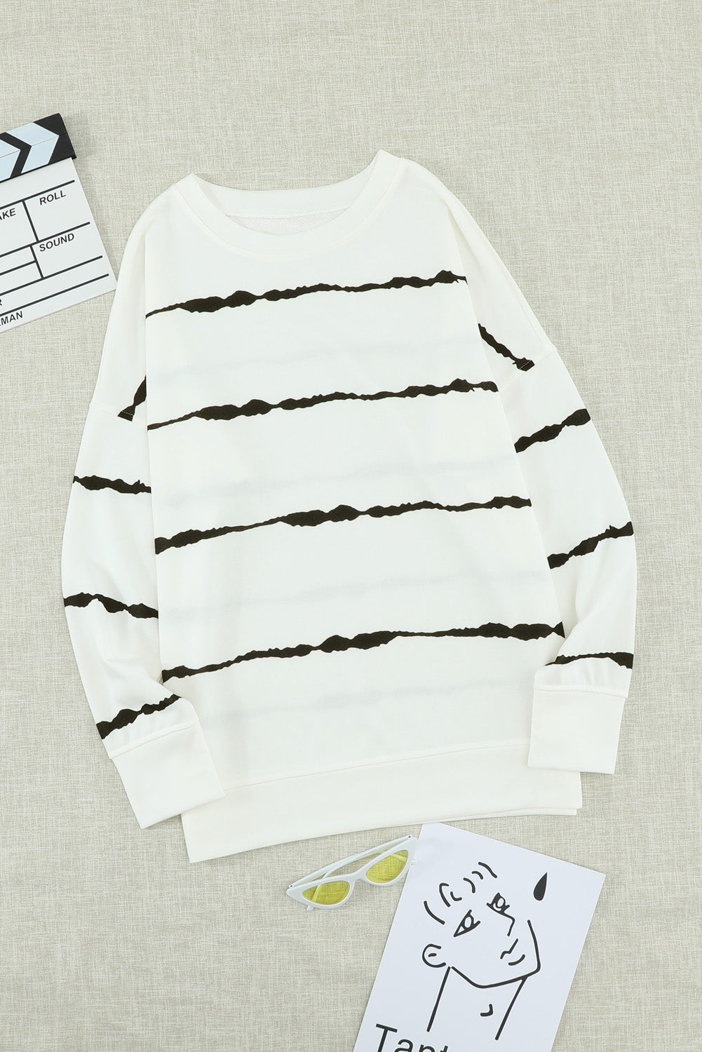 Women's Sweatshirt with Women's White Tie-dye Stripes
