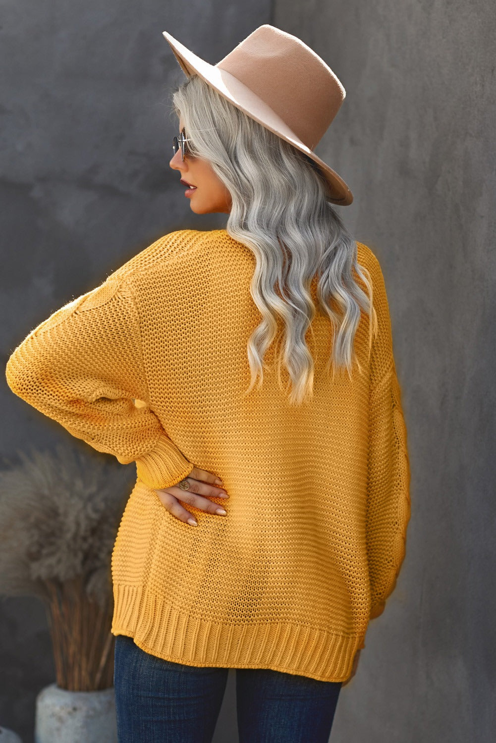 Women's Knit Cardigan with Women's Yellow Open Front Chunky
