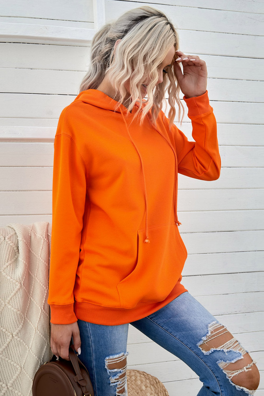 Women's Hoodie with Orange Oversized