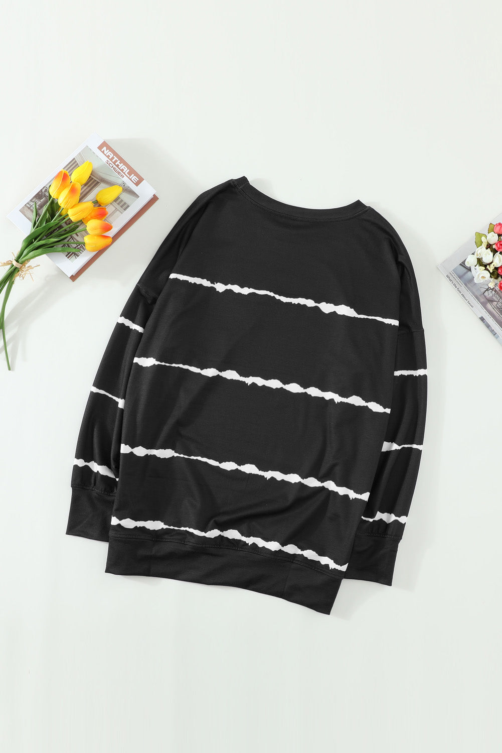Women's Sweatshirt with Womens Tie-dye Stripes Black