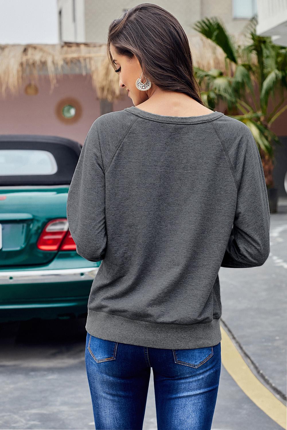Women's Pullover Sweatshirt with French Terry Cotton Blend Womens Gray