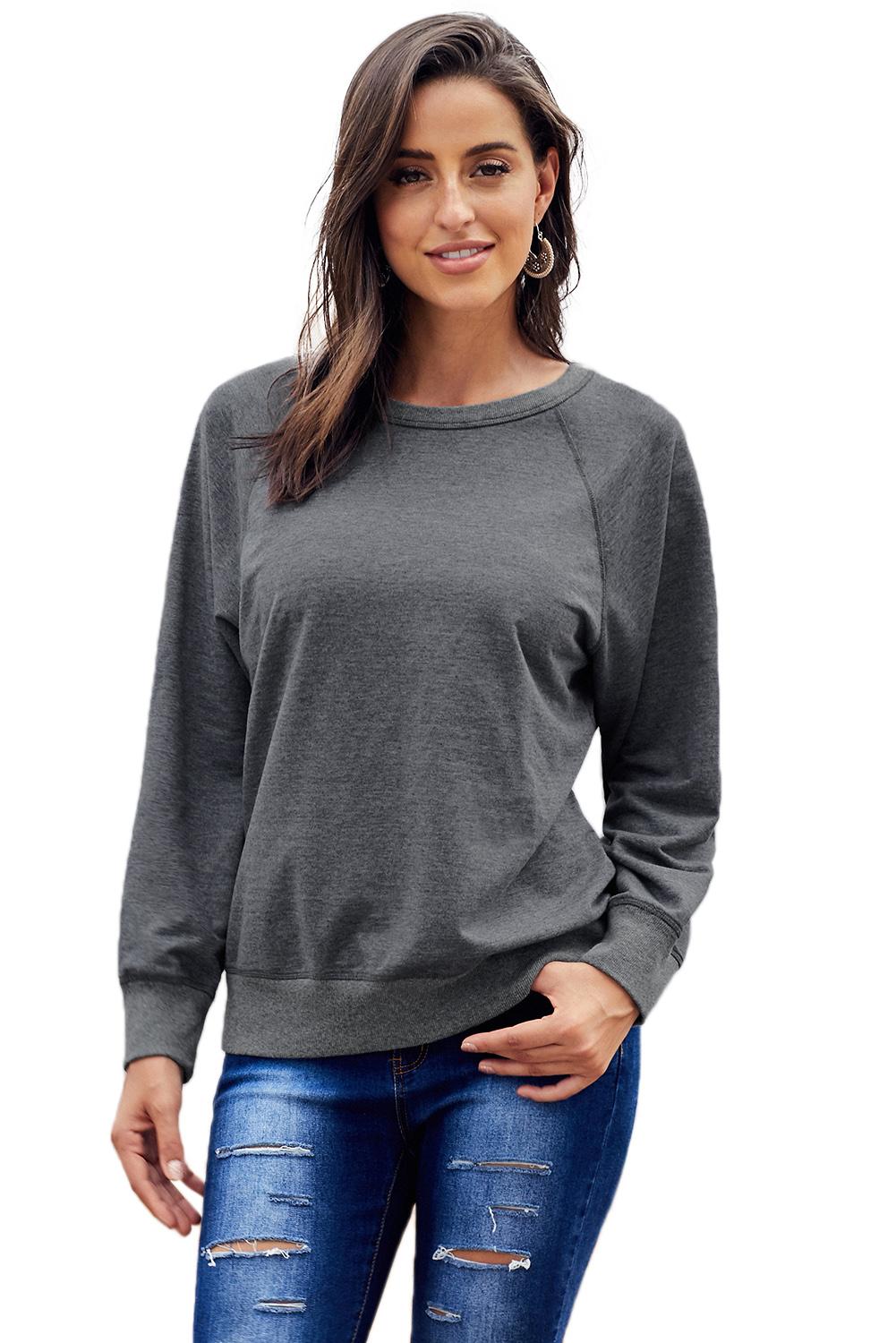 Women's Pullover Sweatshirt with French Terry Cotton Blend Womens Gray