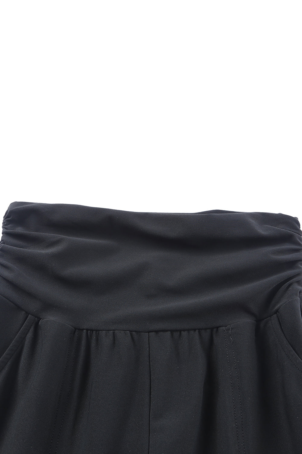 Women's High-Rise Black Pleat-Detail Pocket Leggings