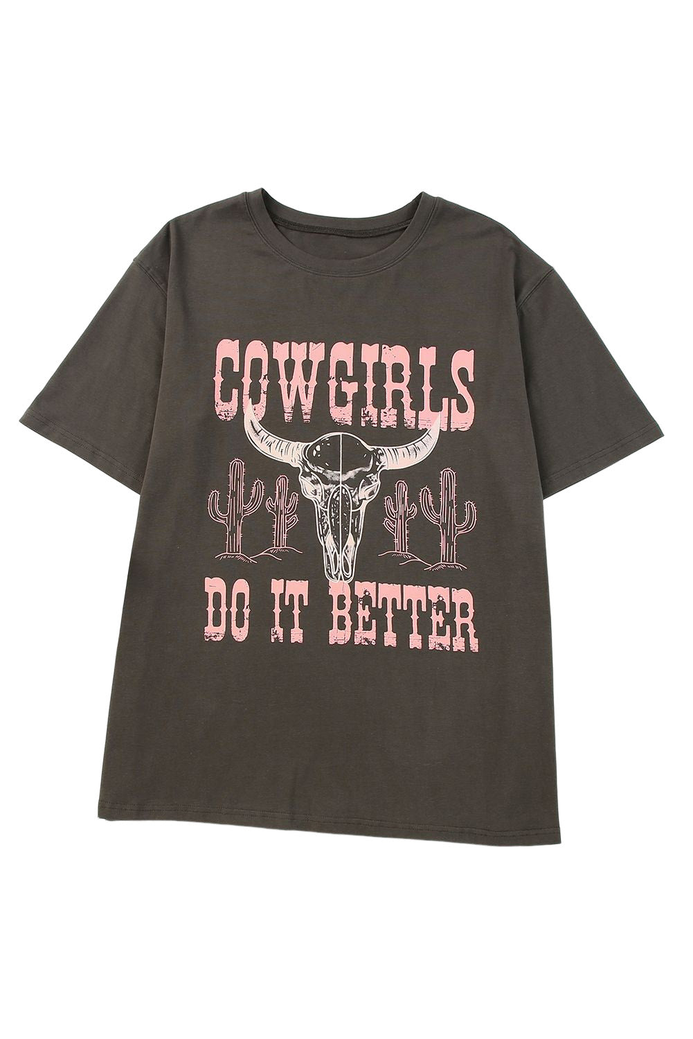 T-shirt surdimensionné gris COWGIRLS DO IT BETTER à imprimé graphique