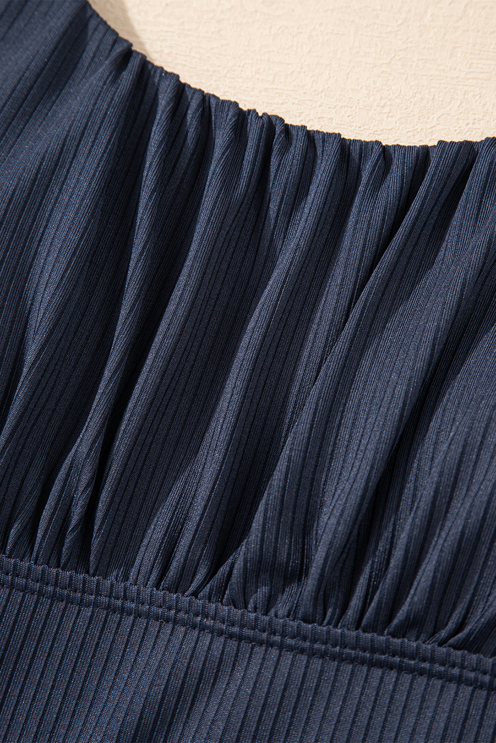 Ruched U Neck Ribbed Tankini